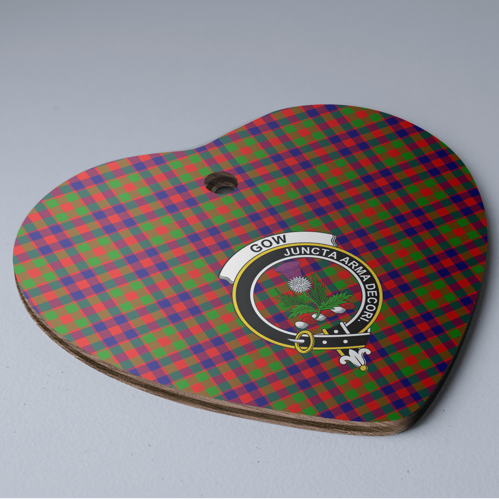 Clan Gow of Skeoch Tartan Crest Heart Ceramic Ornament IP70 Gow of Skeoch Tartan Tartan Christmas   