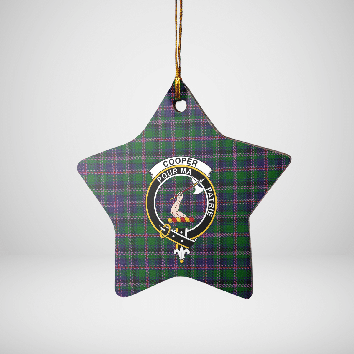 Clan Cooper Modern Tartan Crest Star Ceramic Ornament VW58 Cooper Modern Tartan Tartan Christmas   