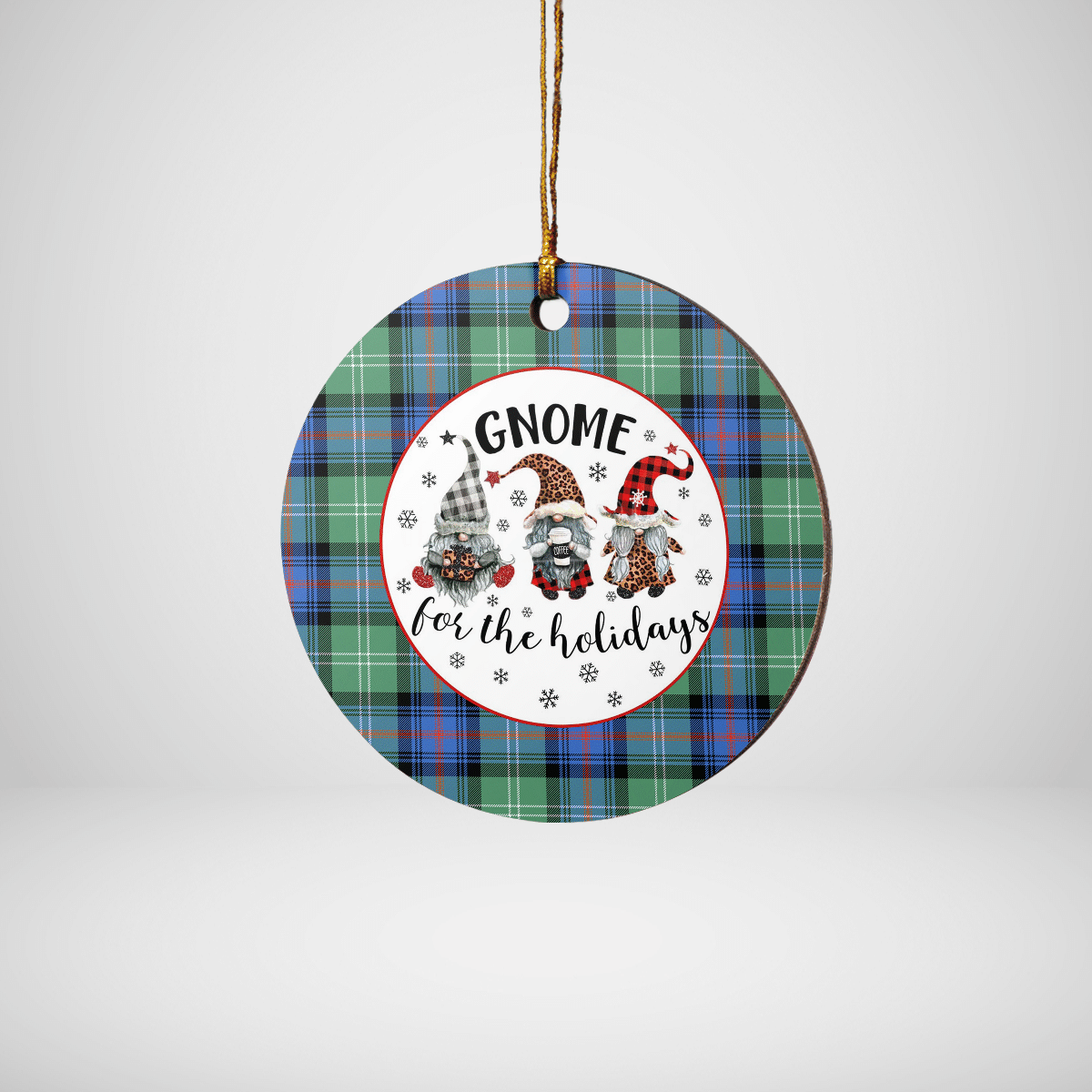 Clan Sutherland Old Ancient Tartan Tartan Crest Gnome Round Ceramic Ornament QR45 Sutherland Old Ancient Tartan Tartan Christmas   