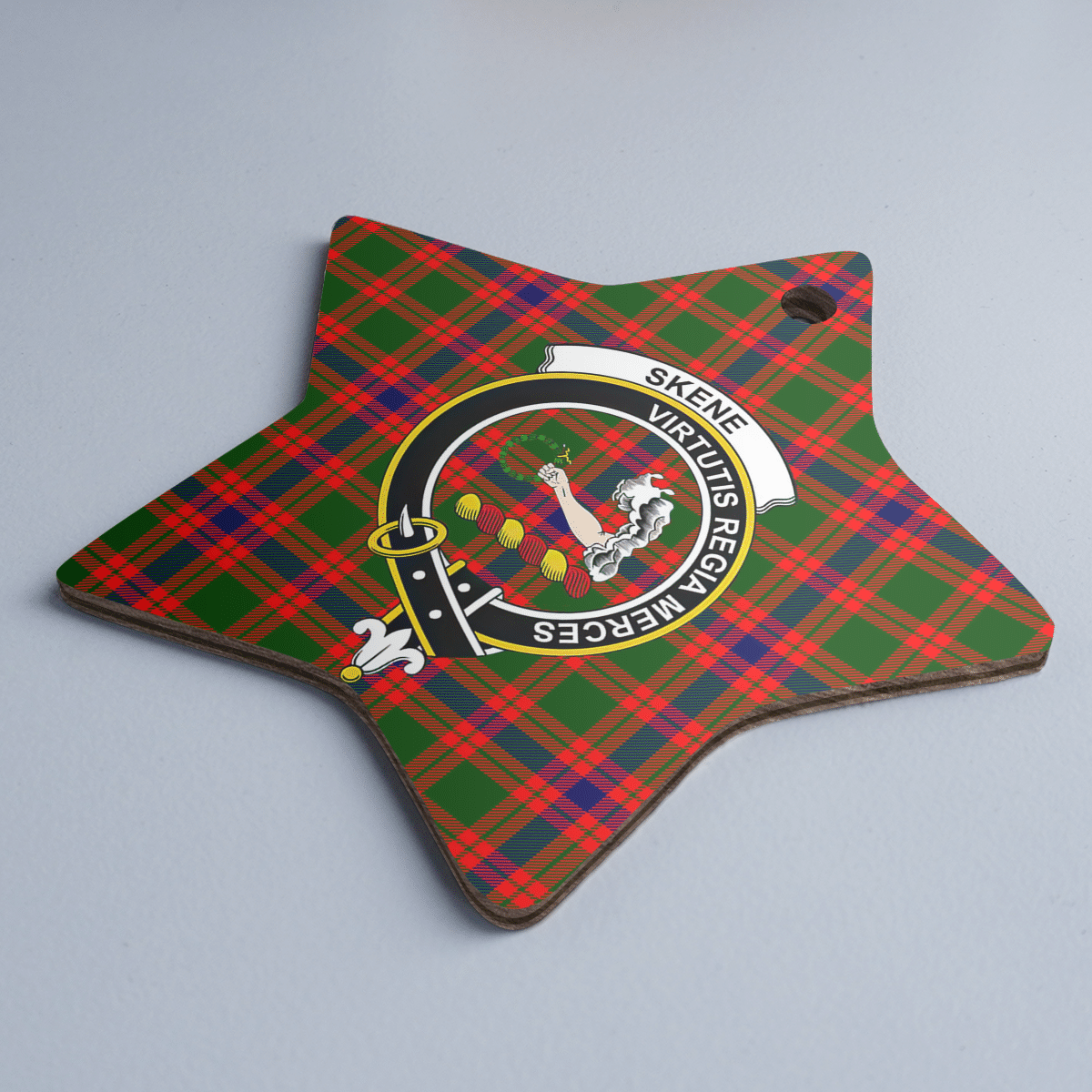 Clan Skene Modern Tartan Crest Star Ceramic Ornament QF99 Skene Modern Tartan Tartan Christmas   