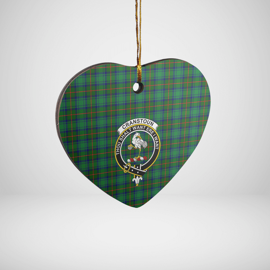 Clan Cranstoun Tartan Crest Heart Ceramic Ornament BA64 Cranstoun Tartan Tartan Christmas   