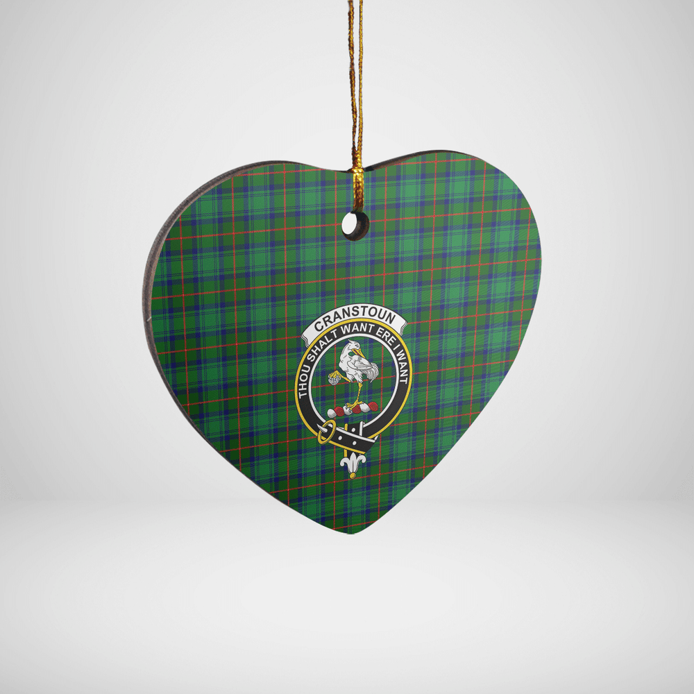 Clan Cranstoun Tartan Crest Heart Ceramic Ornament BA64 Cranstoun Tartan Tartan Christmas   