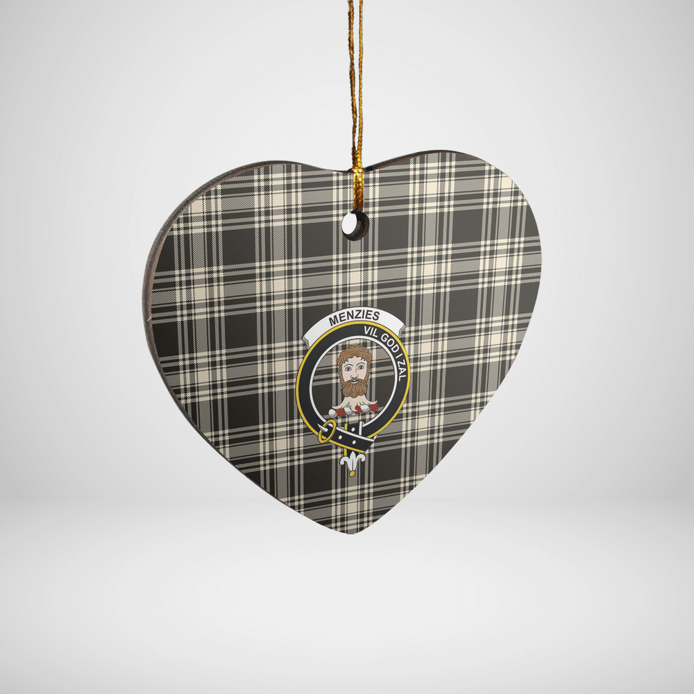 Clan Menzies Black & White Ancient Tartan Crest Heart Ceramic Ornament KO58 Menzies Black & White Ancient Tartan Tartan Christmas   