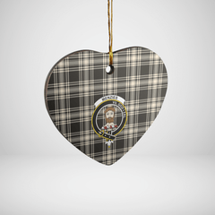 Clan Menzies Black & White Ancient Tartan Crest Heart Ceramic Ornament KO58 Menzies Black & White Ancient Tartan Tartan Christmas   