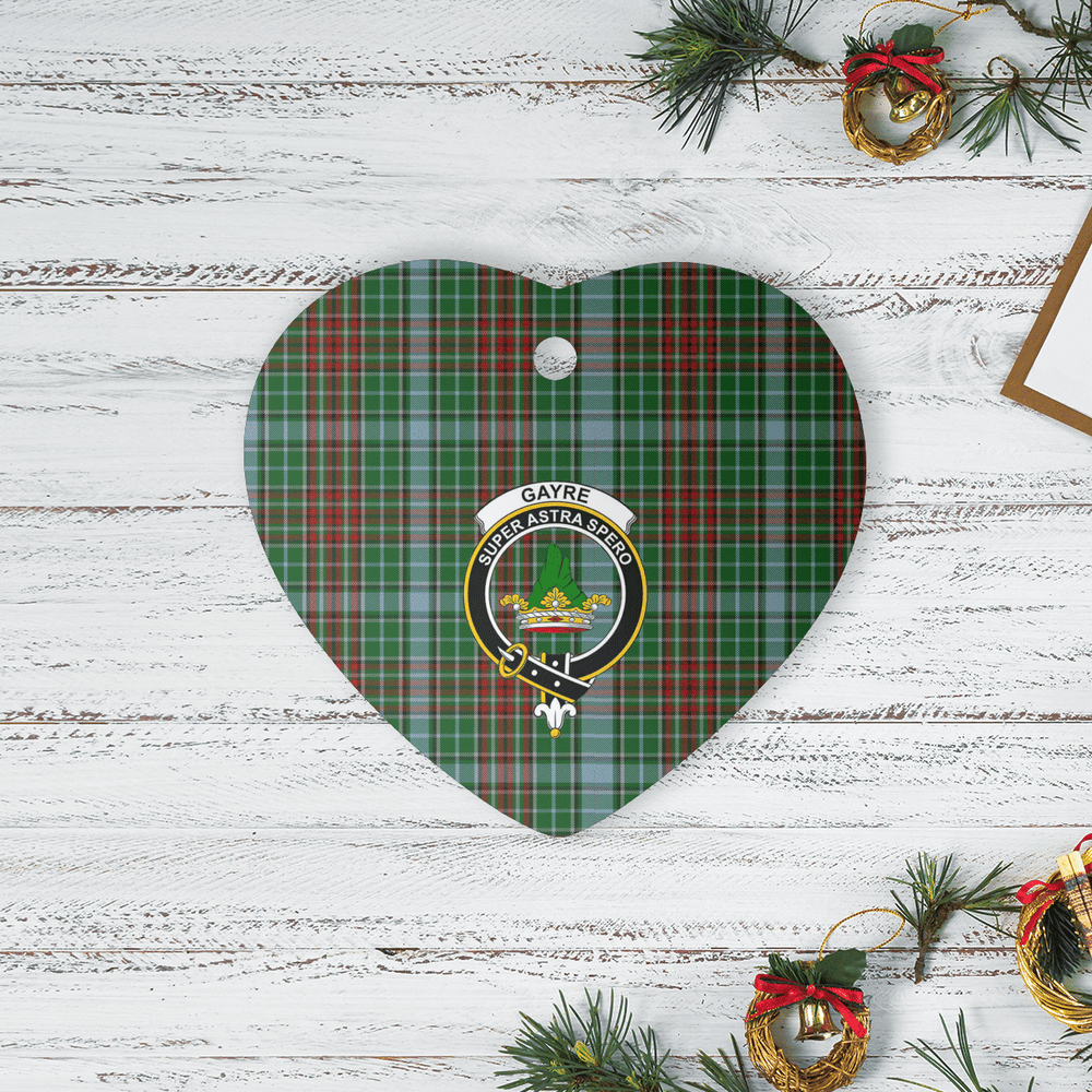 Clan Gayre Tartan Crest Heart Ceramic Ornament VO11 Gayre Tartan Tartan Christmas   