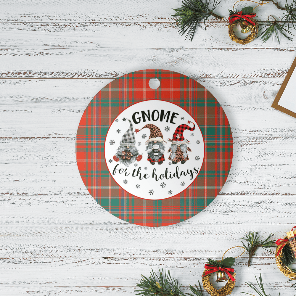 Clan MacDougall Ancient Tartan Tartan Crest Gnome Round Ceramic Ornament RM16 MacDougall Ancient Tartan Tartan Christmas   