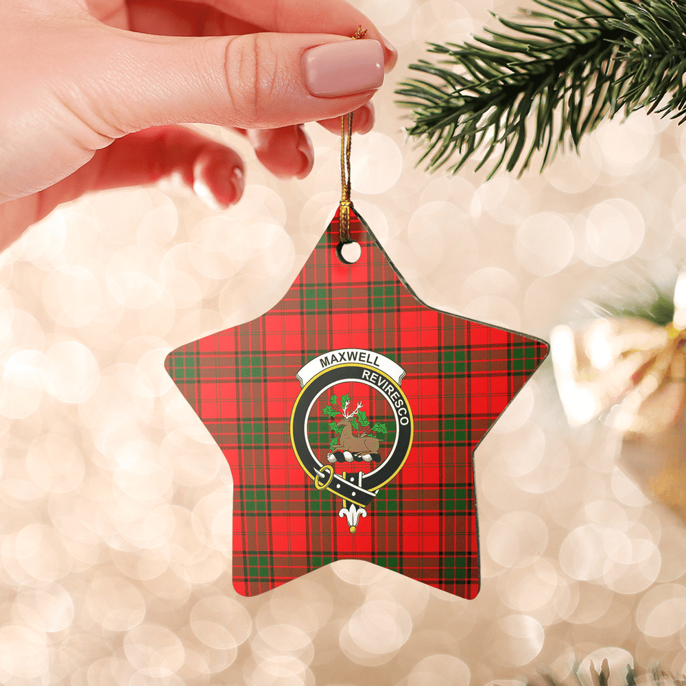 Clan Maxwell Modern Tartan Crest Star Ceramic Ornament TN70 Maxwell Modern Tartan Tartan Christmas   