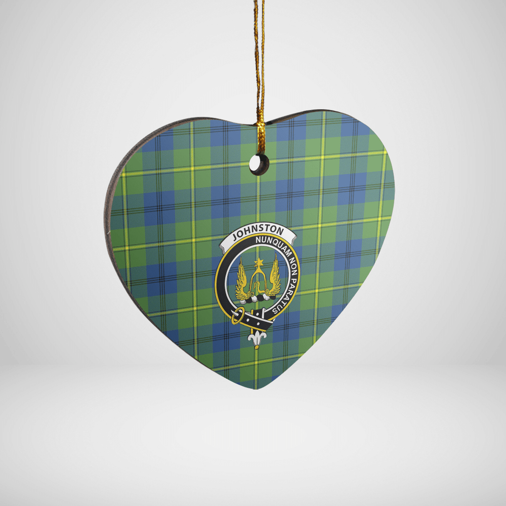 Clan Johnston Ancient Tartan Crest Heart Ceramic Ornament CW30 Johnston Ancient Tartan Tartan Christmas   