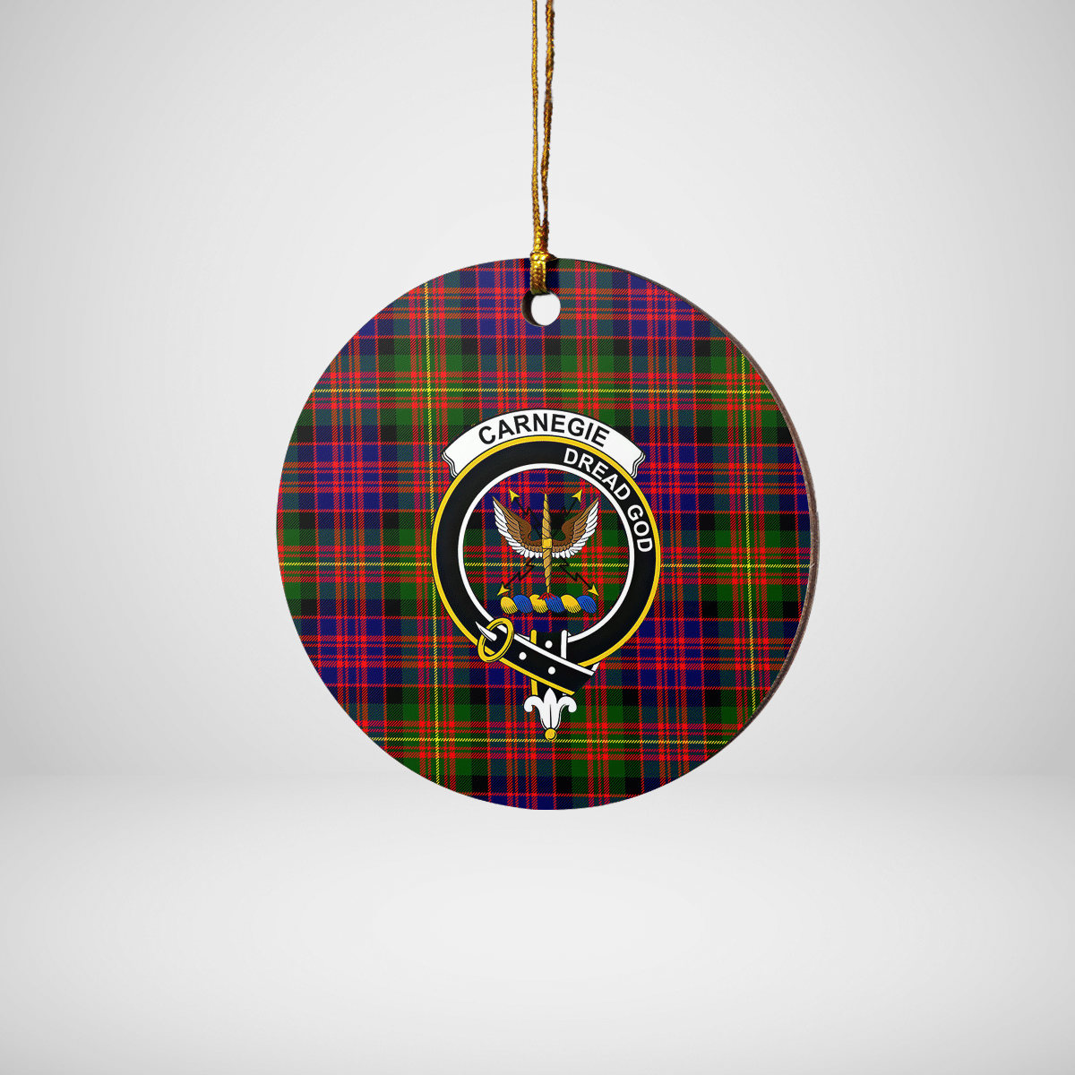 Clan Carnegie Modern Tartan Crest Round Ceramic Ornament RX51 Carnegie Modern Tartan Tartan Christmas   