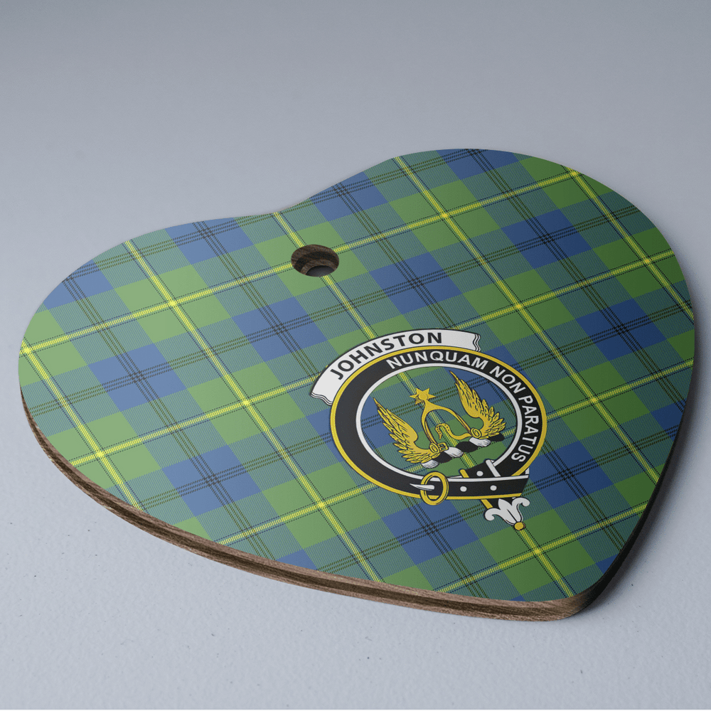Clan Johnston Ancient Tartan Crest Heart Ceramic Ornament CW30 Johnston Ancient Tartan Tartan Christmas   