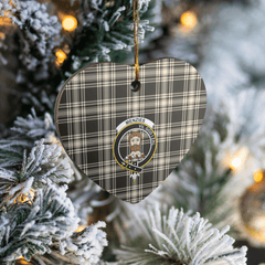 Clan Menzies Black & White Ancient Tartan Crest Heart Ceramic Ornament KO58 Menzies Black & White Ancient Tartan Tartan Christmas   