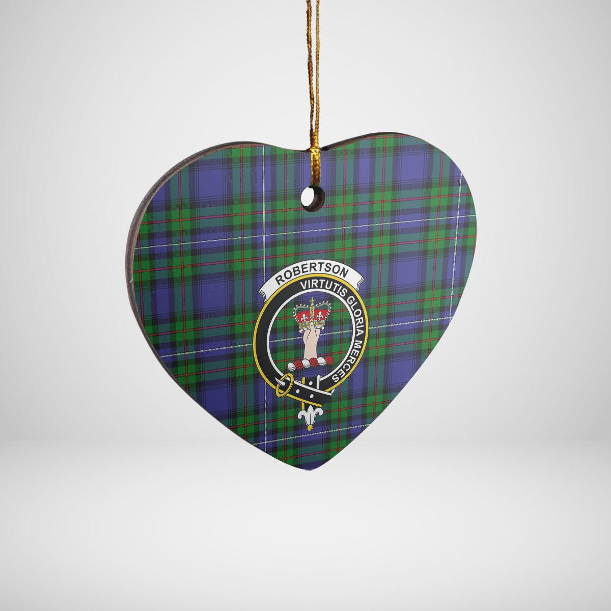 Clan Robertson Hunting Modern Tartan Crest Heart Ceramic Ornament AH21 Robertson Hunting Modern Tartan Tartan Christmas   
