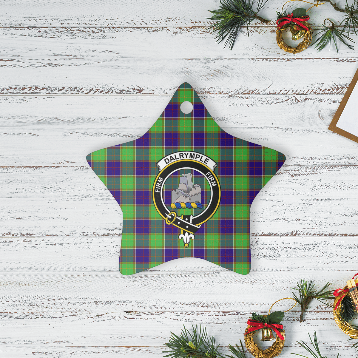 Clan Dalrymple Tartan Crest Star Ceramic Ornament AX21 Dalrymple Tartan Tartan Christmas   