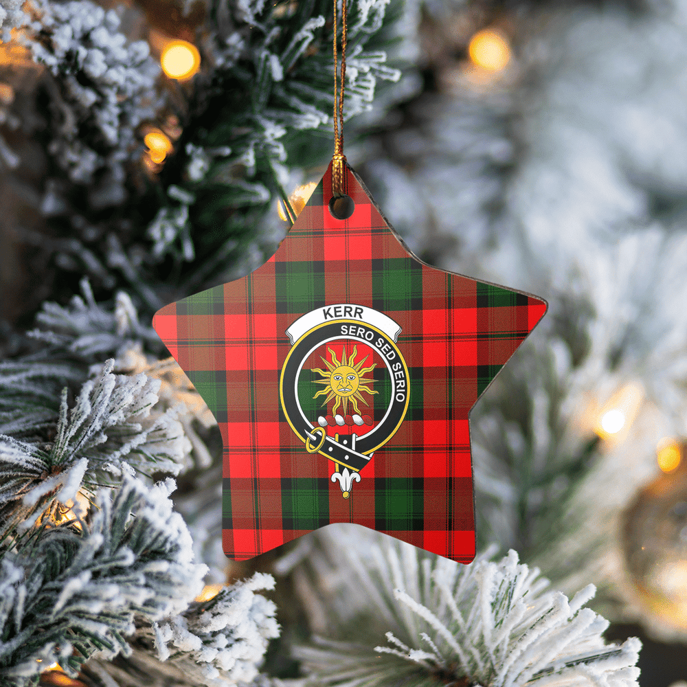 Clan Kerr Modern Tartan Crest Star Ceramic Ornament GB62 Kerr Modern Tartan Tartan Christmas   