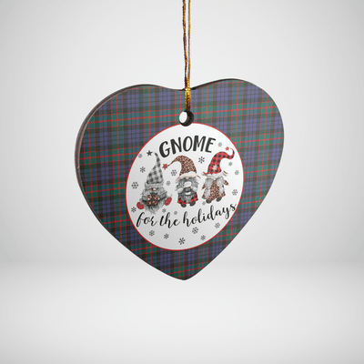 Clan Fletcher of Dunans Tartan Tartan Crest Gnome Heart Ceramic Ornament