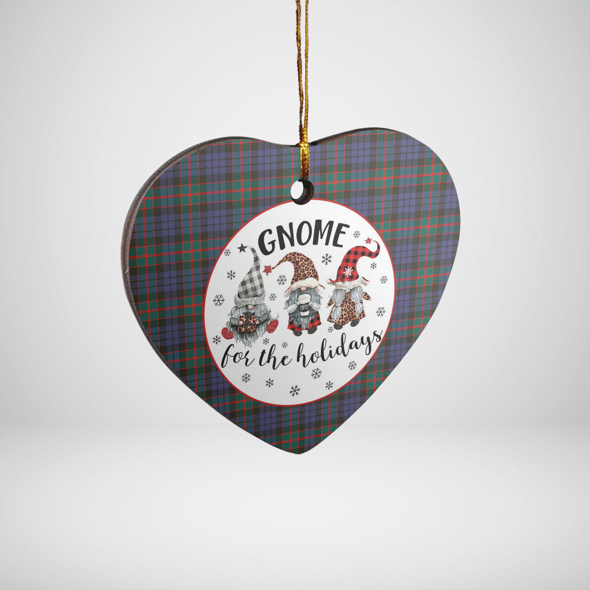 Clan Fletcher of Dunans Tartan Tartan Crest Gnome Heart Ceramic Ornament ON26 Fletcher of Dunans Tartan Tartan Christmas   
