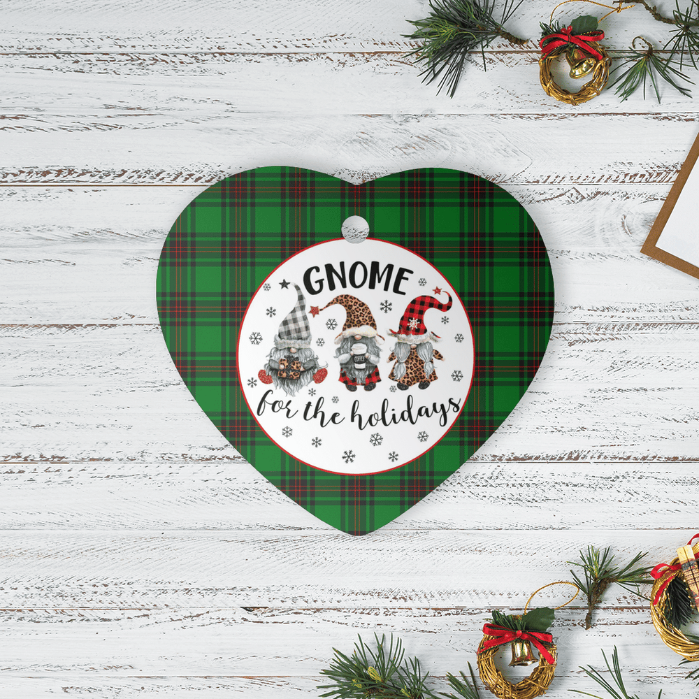 Clan Ged Tartan Tartan Crest Gnome Heart Ceramic Ornament SS28 Ged Tartan Tartan Christmas   