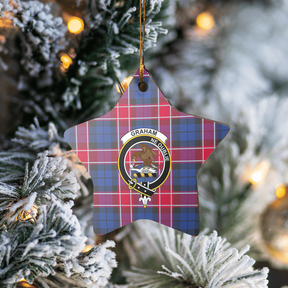 Clan Graham of Menteith Red Tartan Crest Star Ceramic Ornament YD91 Graham of Menteith Red Tartan Tartan Christmas   