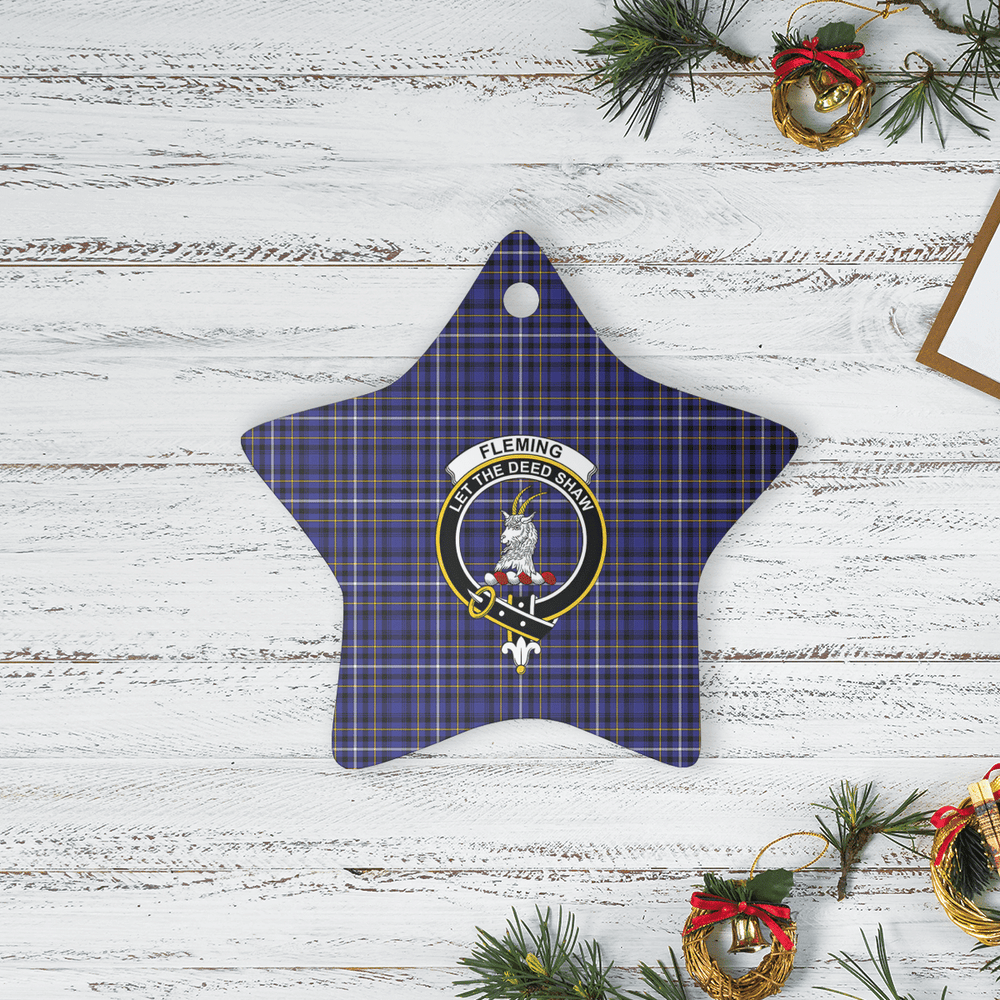 Clan Fleming Tartan Crest Star Ceramic Ornament RS42 Fleming Tartan Tartan Christmas   