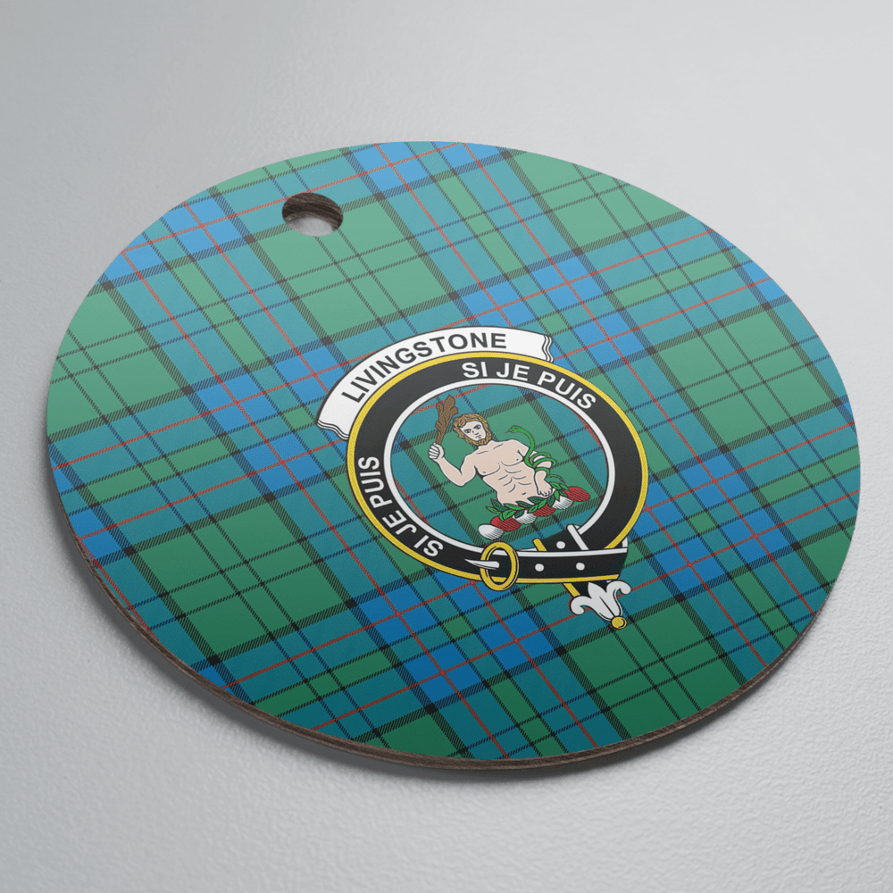 Clan Lockhart Tartan Crest Round Ceramic Ornament PL98 Lockhart Tartan Tartan Christmas   