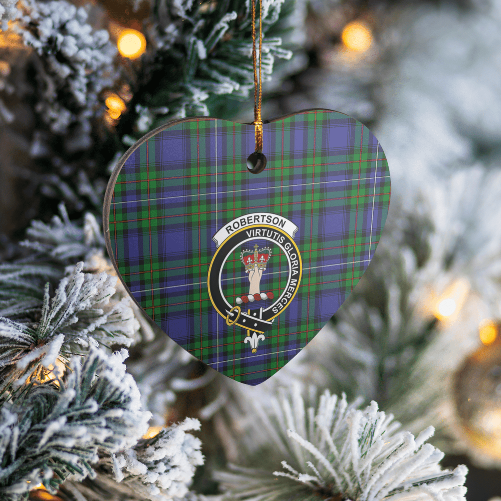 Clan Robertson Hunting Modern Tartan Crest Heart Ceramic Ornament AH21 Robertson Hunting Modern Tartan Tartan Christmas   