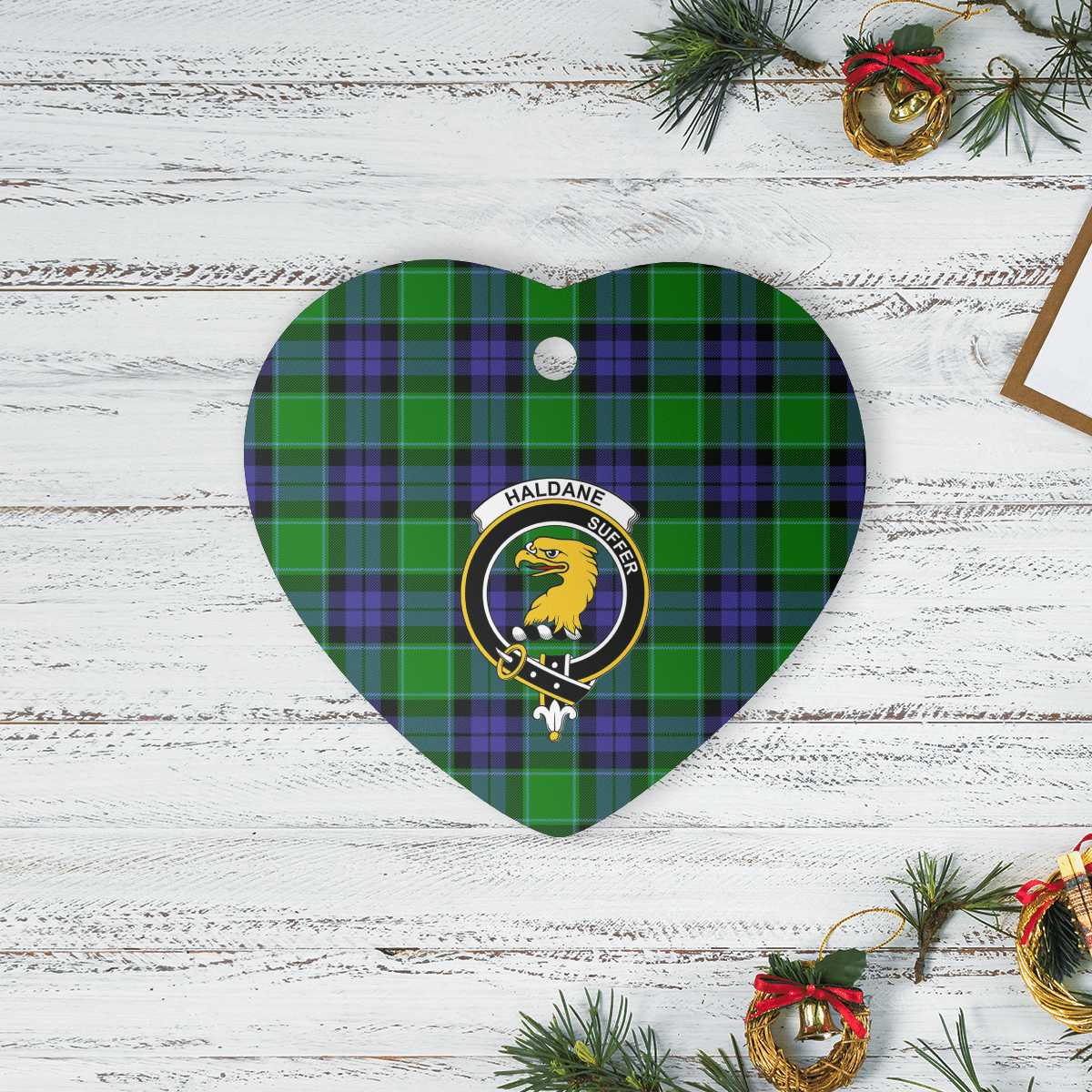 Clan Haldane 2 Tartan Crest Heart Ceramic Ornament OY46 Haldane 2 Tartan Tartan Christmas   