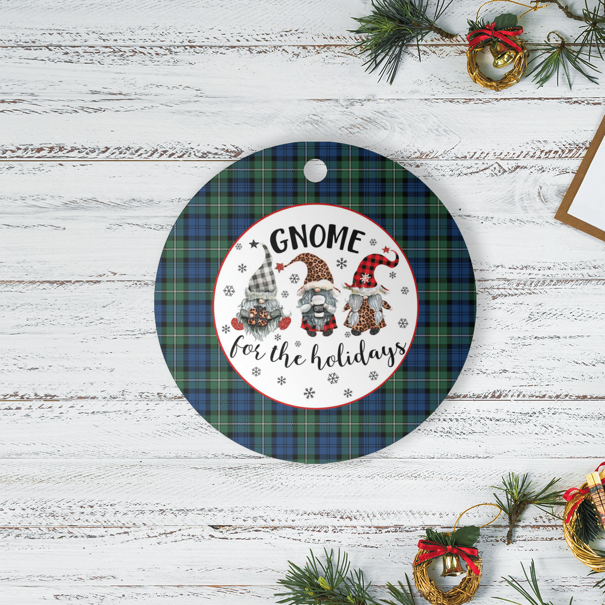 Clan Forbes Ancient Tartan Tartan Crest Gnome Round Ceramic Ornament UM60 Forbes Ancient Tartan Tartan Christmas   