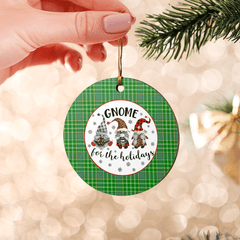 Clan Currie Tartan Tartan Crest Gnome Round Ceramic Ornament WB44 Currie Tartan Tartan Christmas   