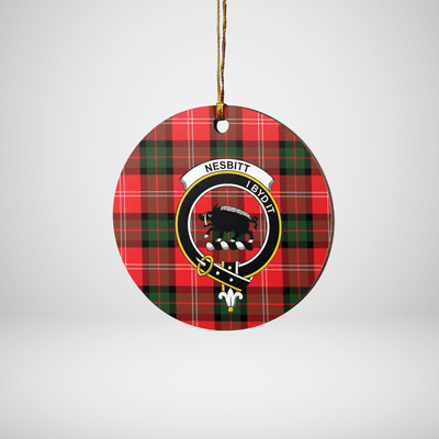 Clan Nesbitt Modern Tartan Crest Round Ceramic Ornament
