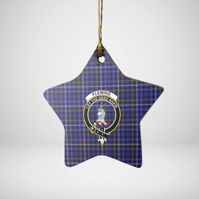 Clan Fleming Tartan Crest Star Ceramic Ornament