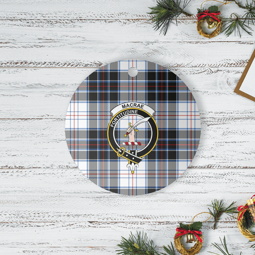 Clan MacRae Dress Modern Tartan Crest Round Ceramic Ornament LL97 MacRae Dress Modern Tartan Tartan Christmas   