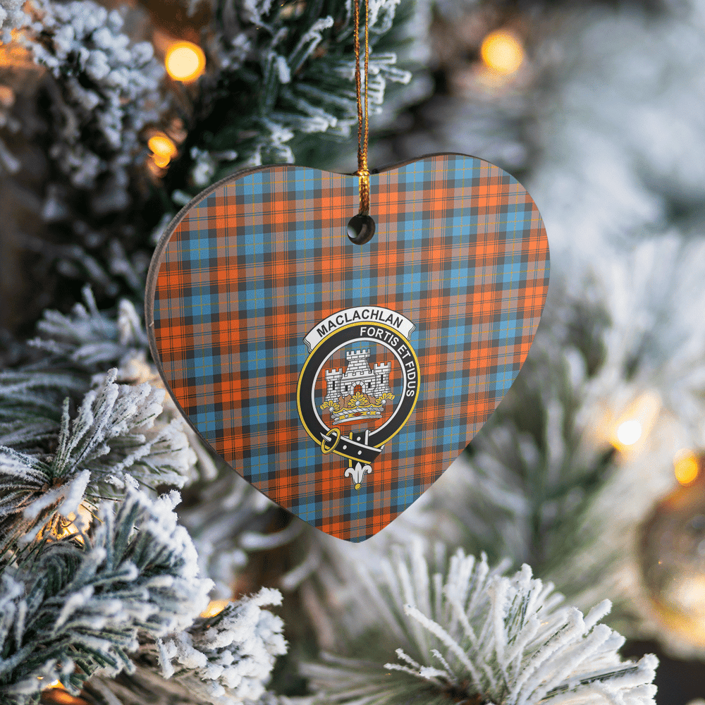 Clan MacLachlan Ancient Tartan Crest Heart Ceramic Ornament LN58 MacLachlan Ancient Tartan Tartan Christmas   