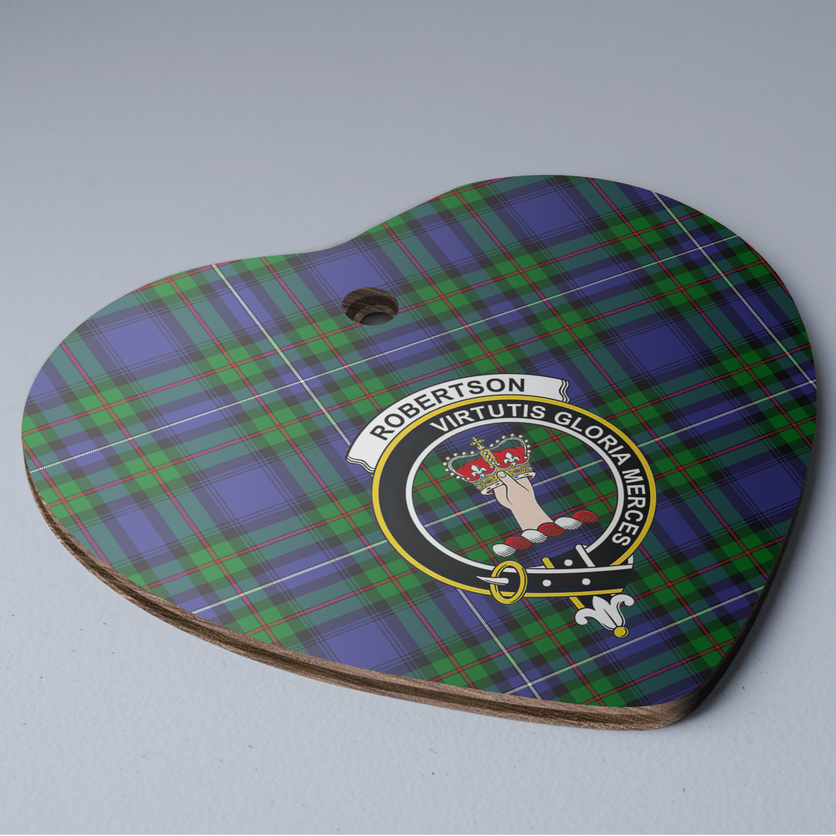 Clan Robertson Hunting Modern Tartan Crest Heart Ceramic Ornament AH21 Robertson Hunting Modern Tartan Tartan Christmas   
