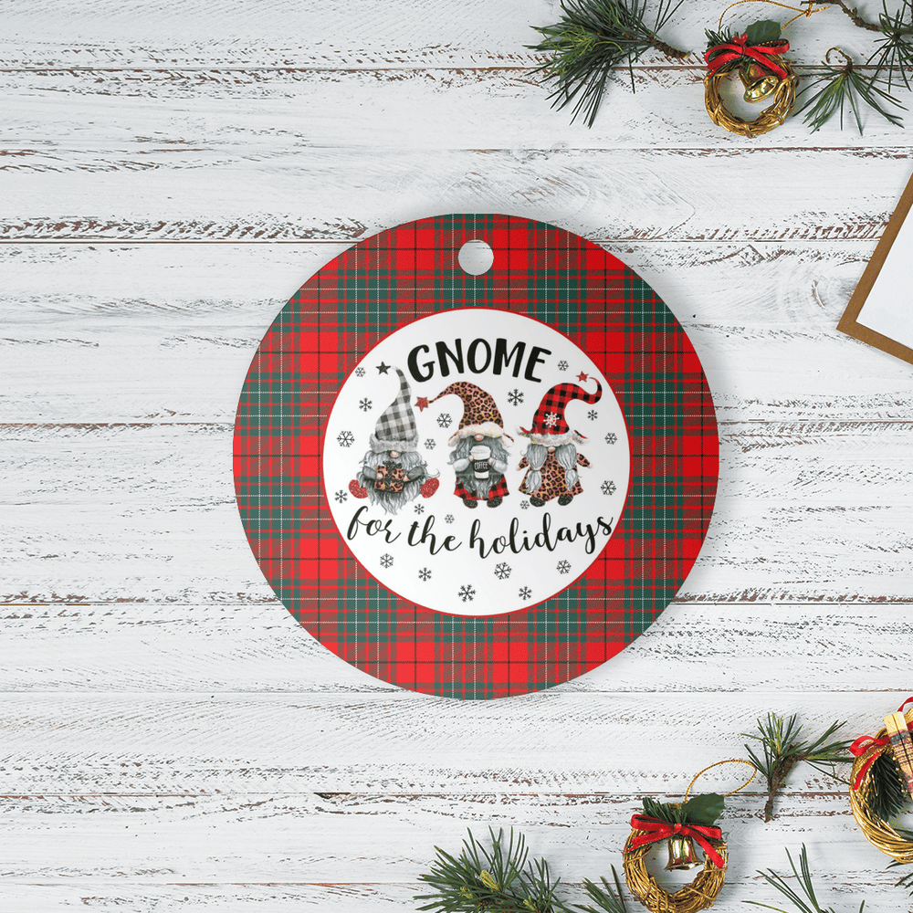 Clan Cumming Modern Tartan Tartan Crest Gnome Round Ceramic Ornament JD83 Cumming Modern Tartan Tartan Christmas   