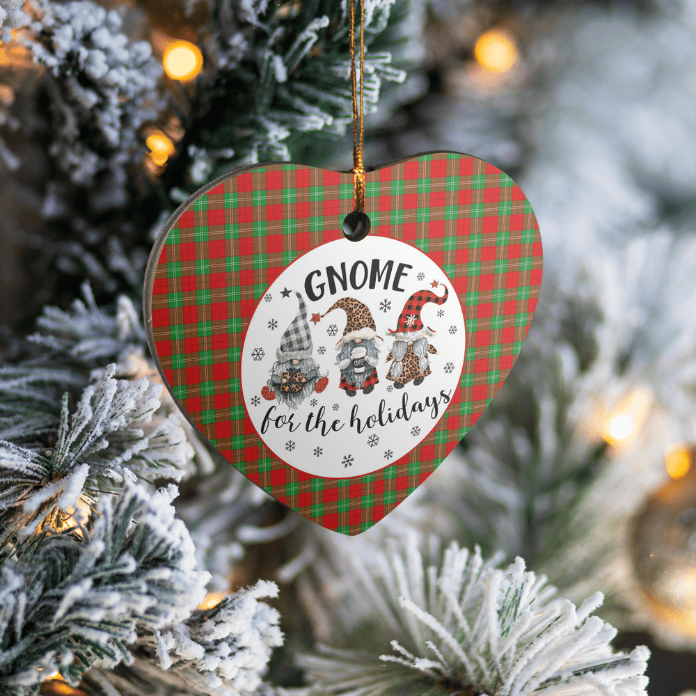 Clan Lennox Tartan Tartan Crest Gnome Heart Ceramic Ornament SR94 Lennox Tartan Tartan Christmas   