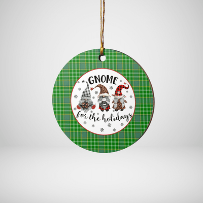 Clan Currie Tartan Tartan Crest Gnome Round Ceramic Ornament