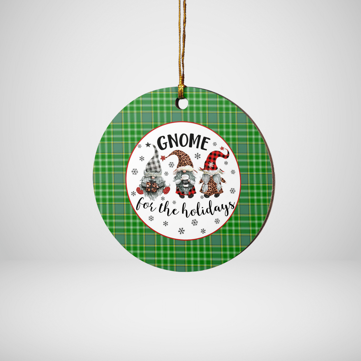 Clan Currie Tartan Tartan Crest Gnome Round Ceramic Ornament WB44 Currie Tartan Tartan Christmas   