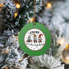 Clan Currie Tartan Tartan Crest Gnome Round Ceramic Ornament WB44 Currie Tartan Tartan Christmas   
