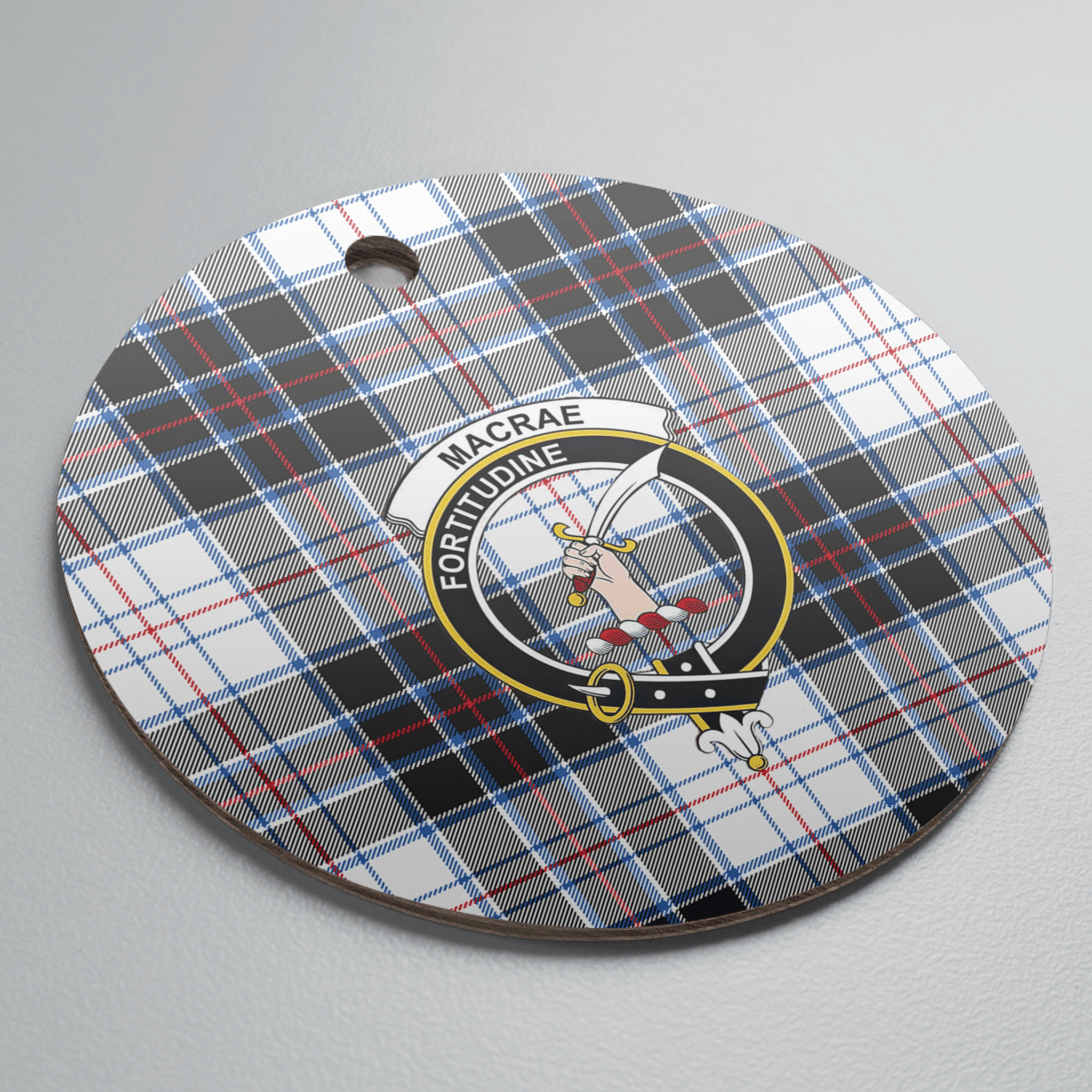 Clan MacRae Dress Modern Tartan Crest Round Ceramic Ornament LL97 MacRae Dress Modern Tartan Tartan Christmas   