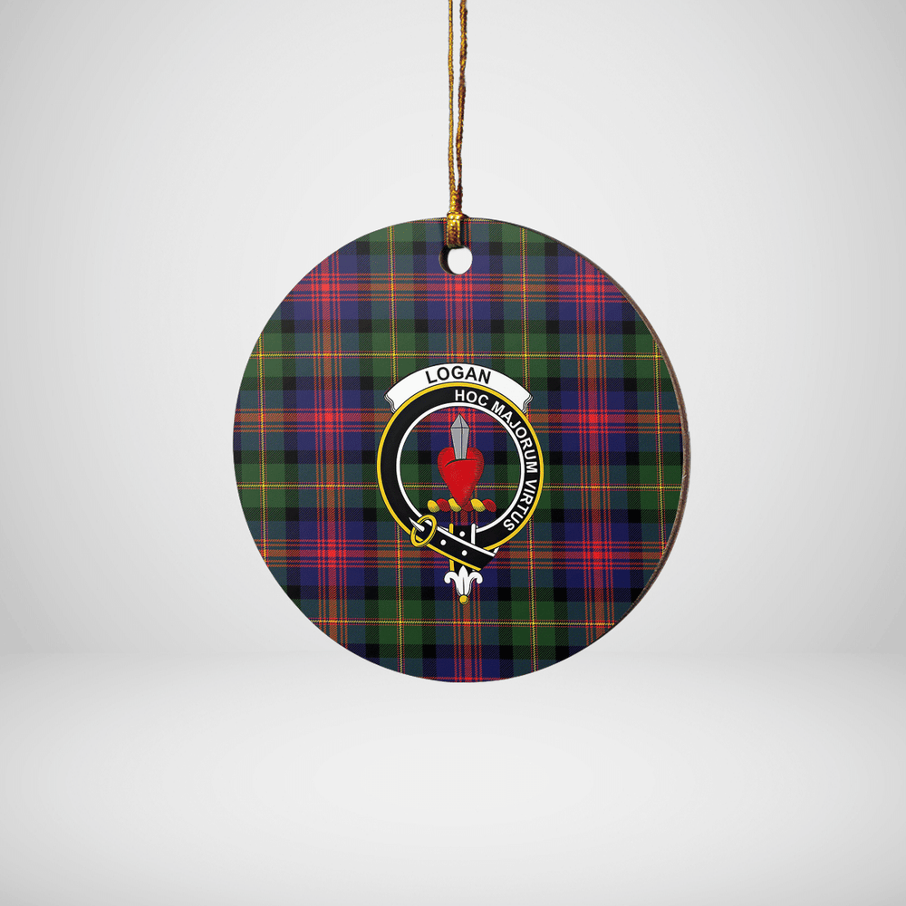 Clan Logan Modern Tartan Crest Round Ceramic Ornament KG54 Logan Modern Tartan Tartan Christmas   