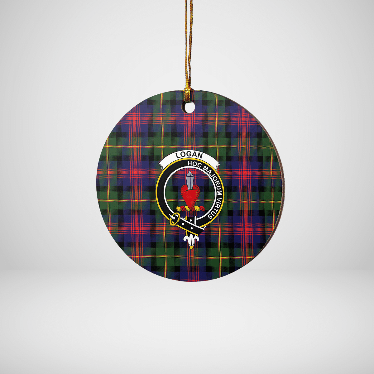 Clan Logan Modern Tartan Crest Round Ceramic Ornament KG54 Logan Modern Tartan Tartan Christmas   