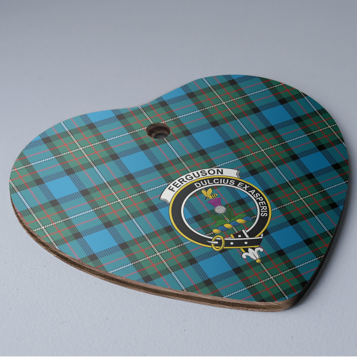 Clan Fergusson Ancient Tartan Crest Heart Ceramic Ornament YQ71 Fergusson Ancient Tartan Tartan Christmas   