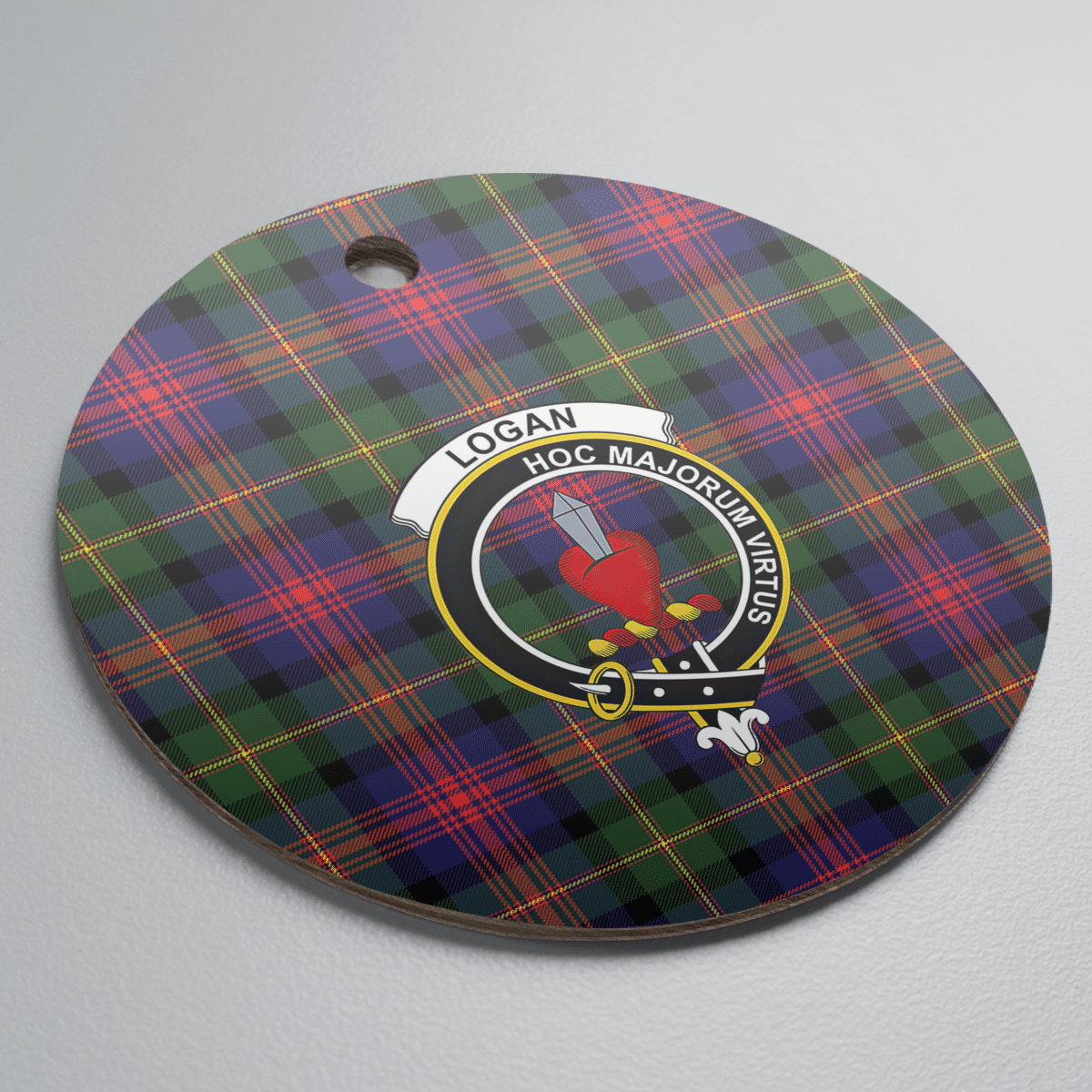 Clan Logan Modern Tartan Crest Round Ceramic Ornament KG54 Logan Modern Tartan Tartan Christmas   