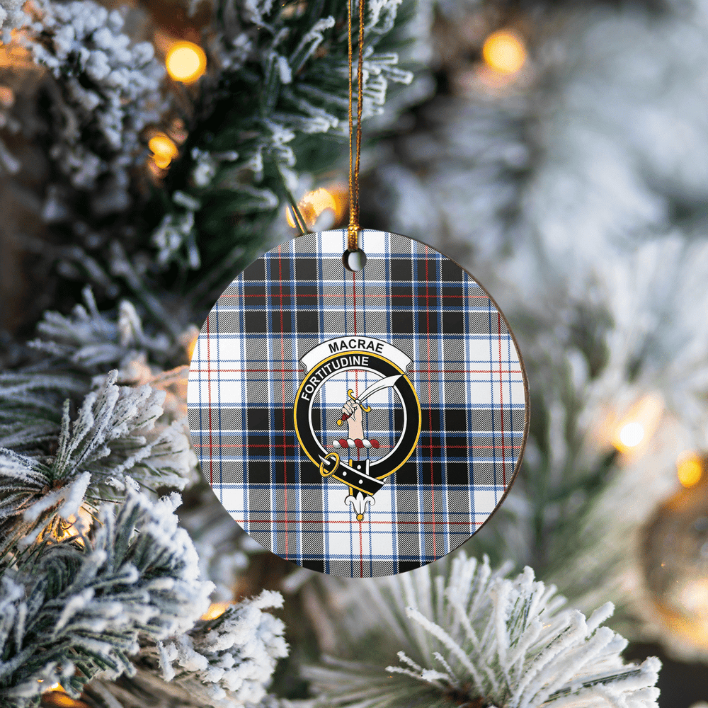 Clan MacRae Dress Modern Tartan Crest Round Ceramic Ornament LL97 MacRae Dress Modern Tartan Tartan Christmas   