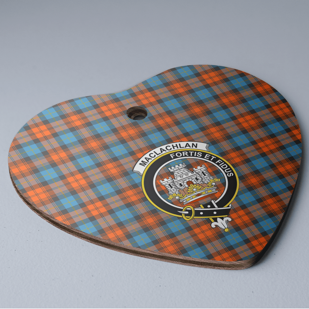 Clan MacLachlan Ancient Tartan Crest Heart Ceramic Ornament LN58 MacLachlan Ancient Tartan Tartan Christmas   
