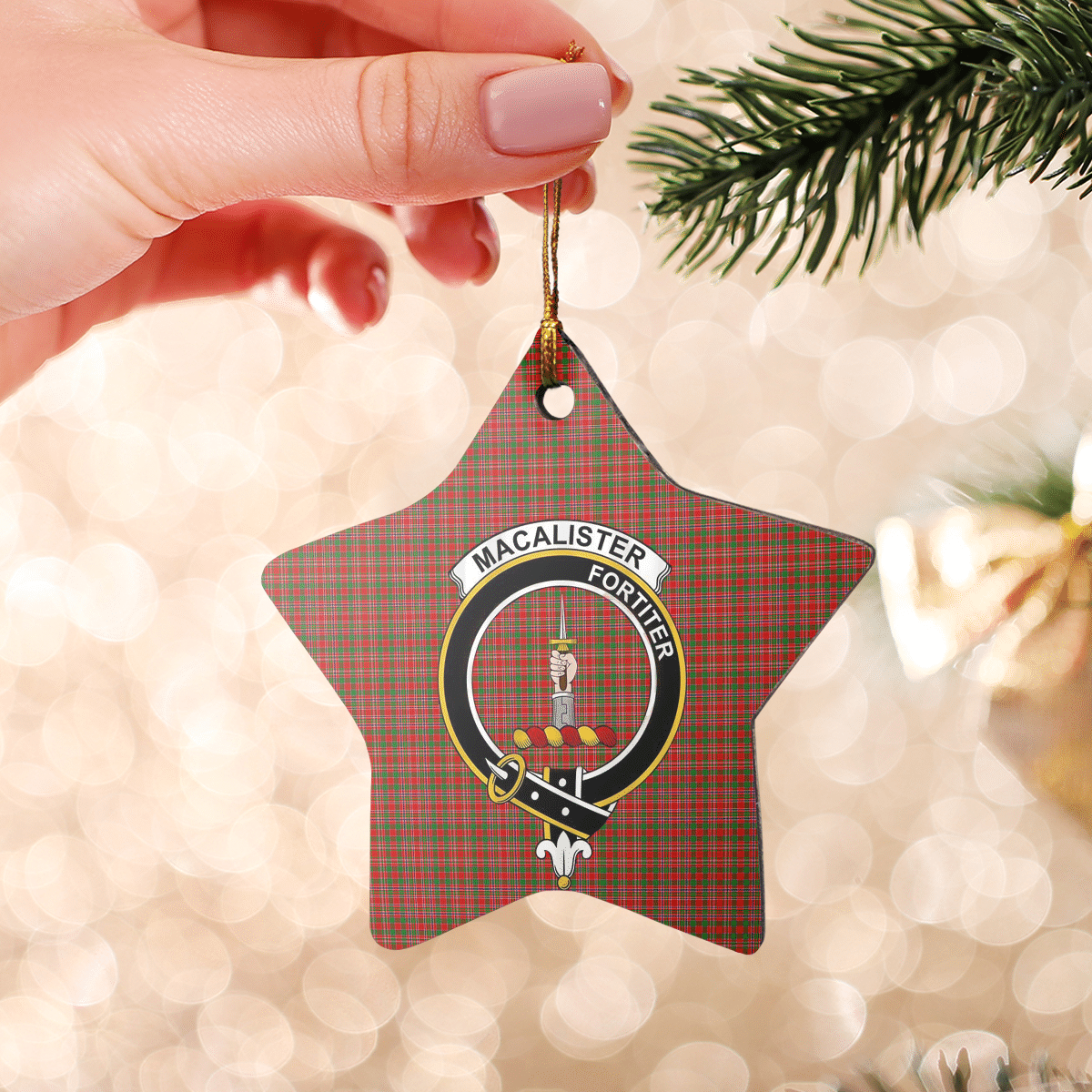 Clan MacAlister Tartan Crest Star Ceramic Ornament KA20 MacAlister Tartan Tartan Christmas   