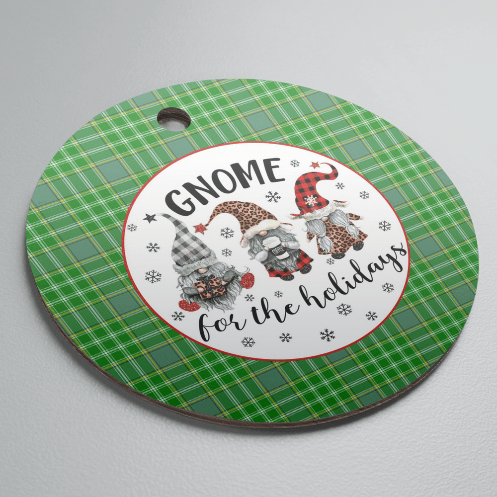 Clan Currie Tartan Tartan Crest Gnome Round Ceramic Ornament WB44 Currie Tartan Tartan Christmas   