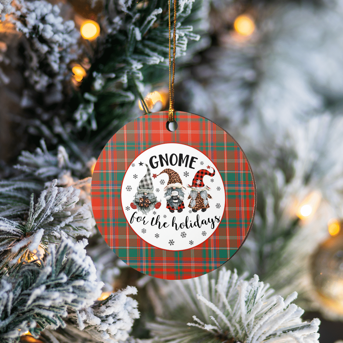 Clan MacDougall Ancient Tartan Tartan Crest Gnome Round Ceramic Ornament RM16 MacDougall Ancient Tartan Tartan Christmas   