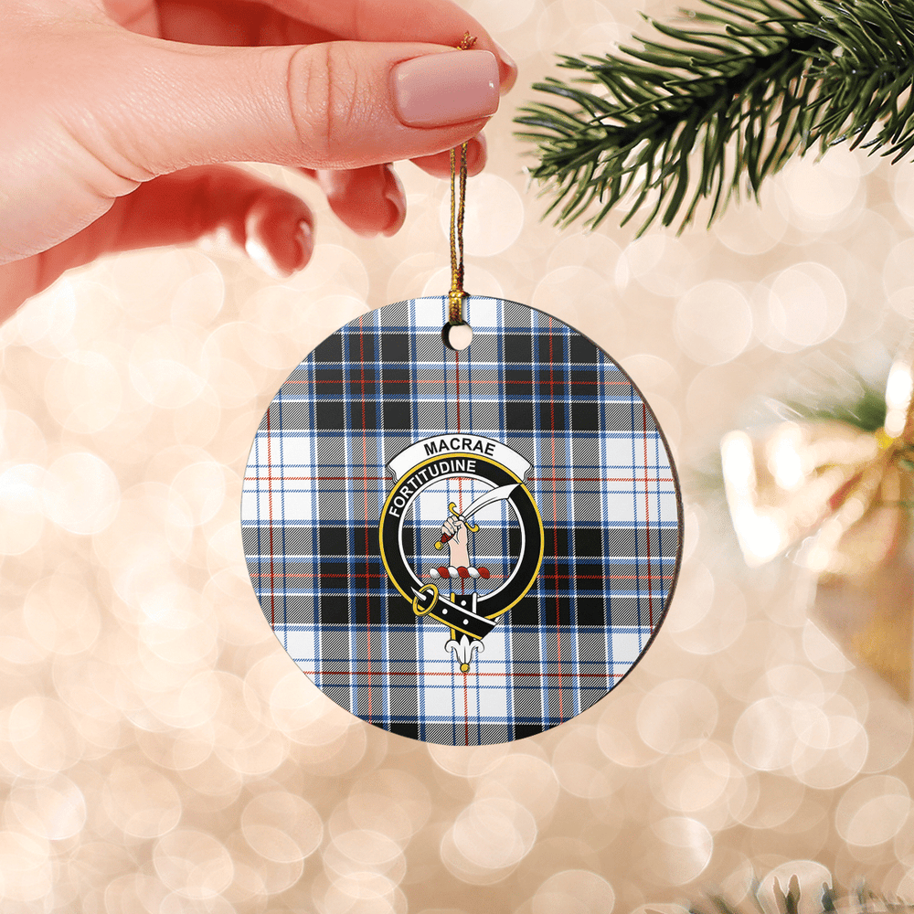 Clan MacRae Dress Modern Tartan Crest Round Ceramic Ornament LL97 MacRae Dress Modern Tartan Tartan Christmas   
