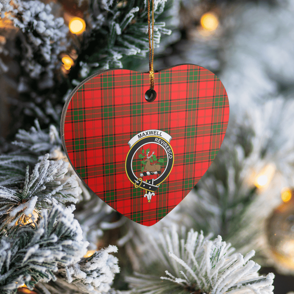 Clan Maxwell Modern Tartan Crest Heart Ceramic Ornament MB29 Maxwell Modern Tartan Tartan Christmas   